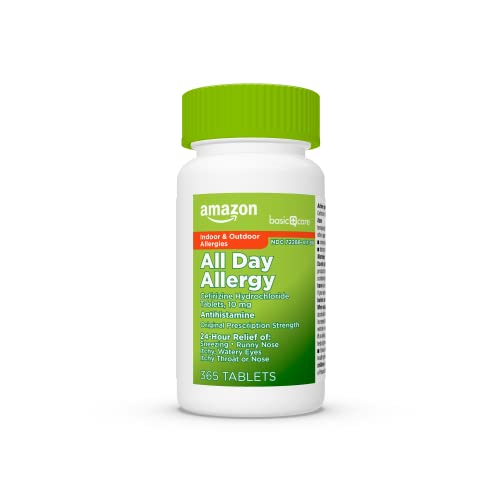 Amazon Basic Care All Day Allergy, Cetirizine Hydrochloride Tablets, Antihistamine, 10 mg, 365 Count