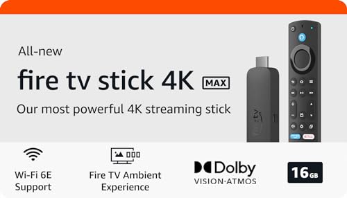 All-new Amazon Fire TV Stick 4K Max streaming device, supports Wi-Fi 6E, Ambient Experience, free & live TV without cable or satellite