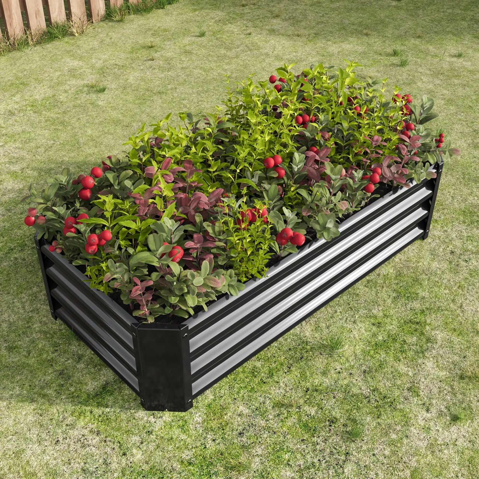 Durable Outdoor Metal Planter Box - 4ft x 2ft - Perfect for Vegetables, Flowers & Herbs