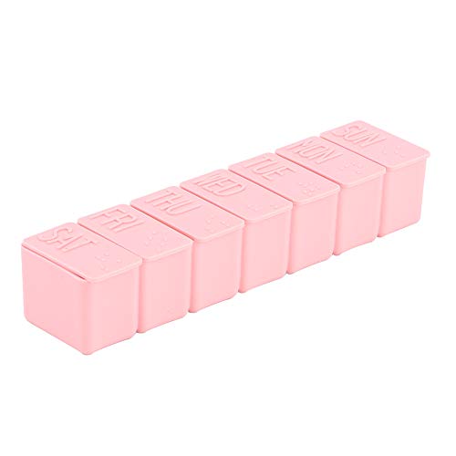 2Pcs Weekly Pill Organizer Daily Vitamin Case 5.3×1.2×1in Medicine Box Daily Medicine Organizer Pillbox Organizer Dispenser Case for Medicine Supplements Fish Oil(Pink)