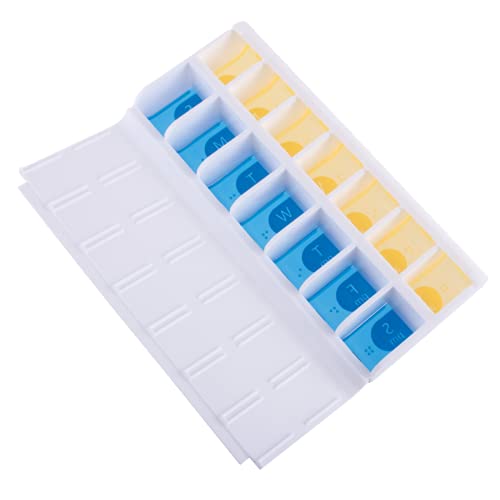 EZY DOSE Weekly (7-Day) Pill Organizer, Vitamin Case, and Medicine Box, 2 Times a Day, AM PM, Large Compartments, Easy Fill All Compartments at Once, Color May Vary