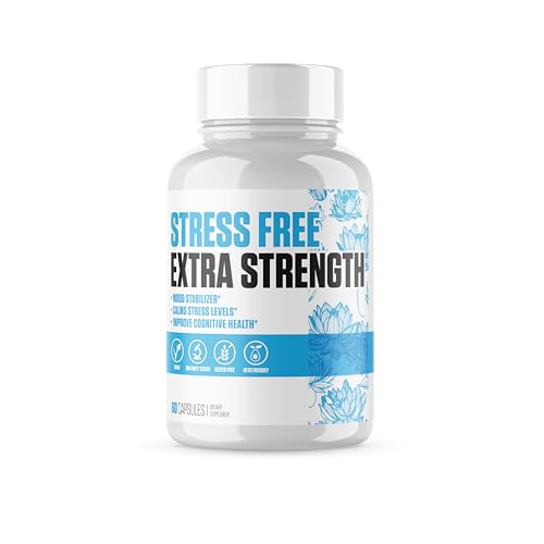 Stress Free Extra Strength | #1 Rated Stress & Mood Support Supplement for Men & Women | Boost Mood, Relieve Stress, Improve Cognitive Health w/Ashwagandha, 5-HTP, L-Theanine + More - 60 Pills