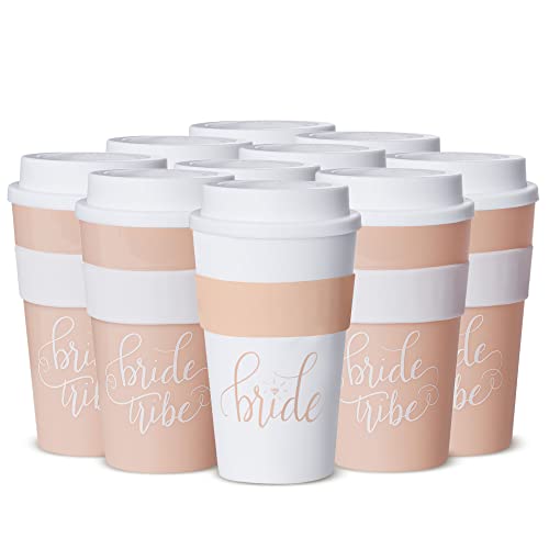 11 Piece Set of Blush Pink and White Coffee Cups for Bachelorette