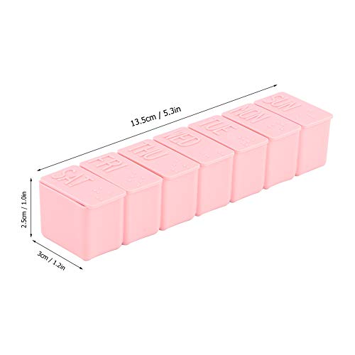 2Pcs Weekly Pill Organizer Daily Vitamin Case 5.3×1.2×1in Medicine Box Daily Medicine Organizer Pillbox Organizer Dispenser Case for Medicine Supplements Fish Oil(Pink)