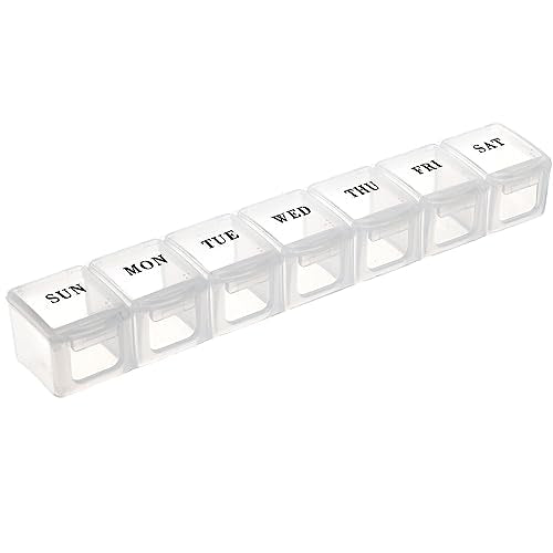 Extra Large Weekly Pill Organizer,Daily Pill Cases for Pills, Vitamin, Fish Oils or Supplements, BPA Free Pill Box (Transparent)