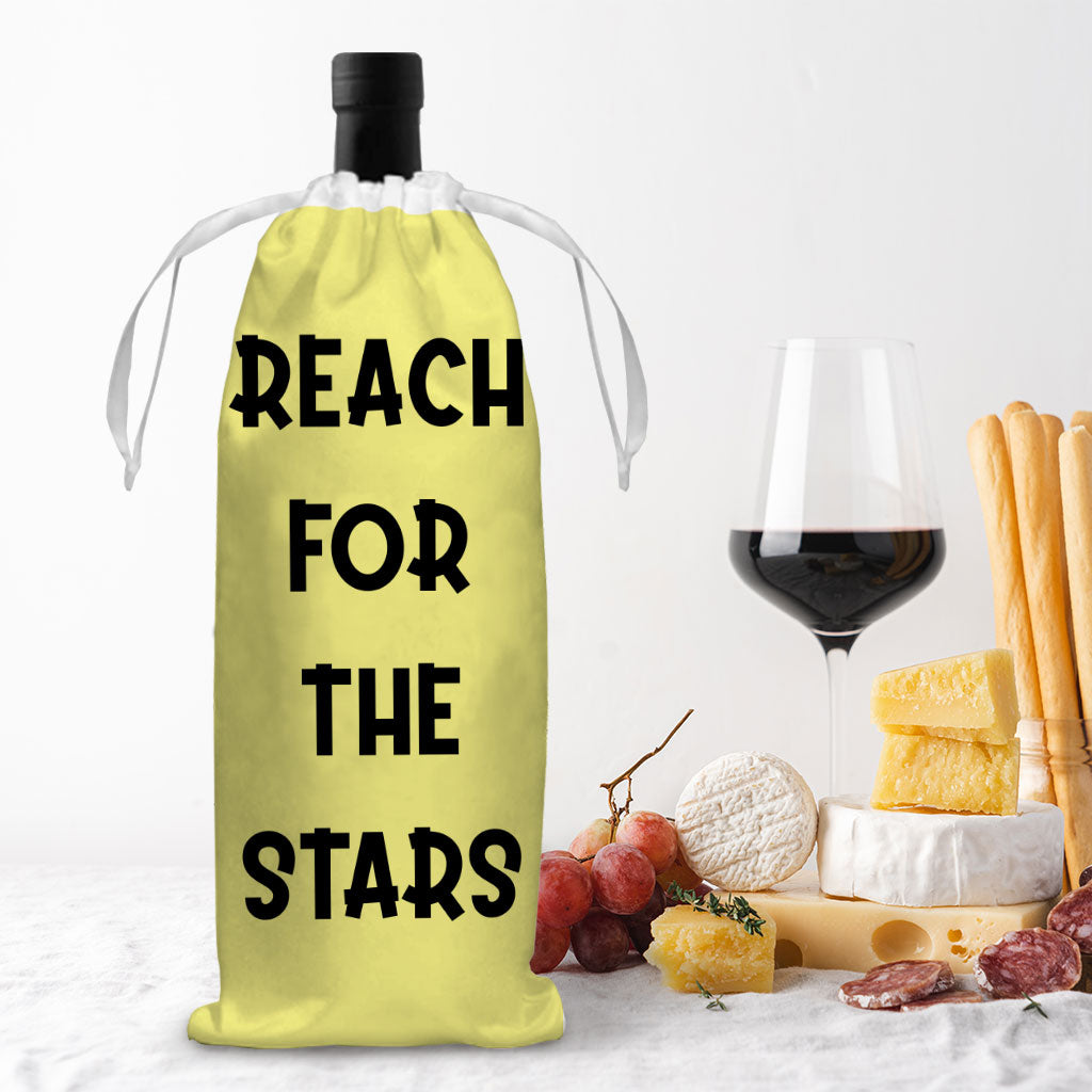 Reach for the Stars Wine Tote Bag - Motivational Quote Wine Tote Bag - Cool Wine Tote Bag