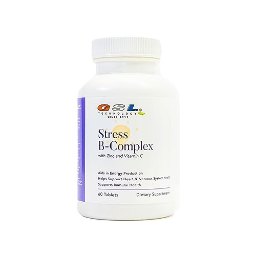 GSL Technology Stress B-Complex with Zinc and Vitamin C | for Energy Health | Made in The USA (180)