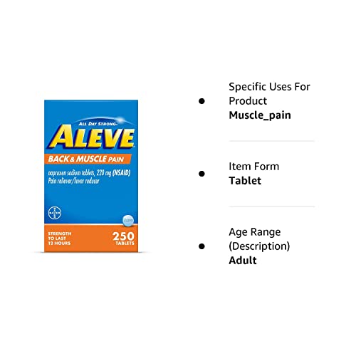 Aleve Back & Muscle Pain Relief Naproxen Sodium Tablets ‐ 250 Count, 250 Count