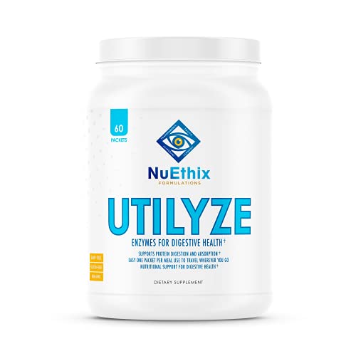 NuEthix Formulations Utilyze Enzymes for Digestive Wellness, Dietary Supplement for Nutrient Absorption, 60 Travel Packets