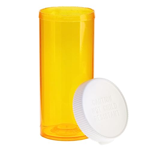 50 Pack Empty Pill Bottles with Caps for Prescription Medication, 8-Dram Plastic Medicine Containers (Orange)