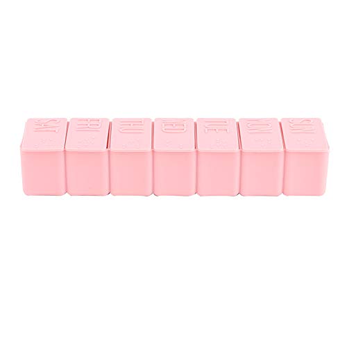 2Pcs Weekly Pill Organizer Daily Vitamin Case 5.3×1.2×1in Medicine Box Daily Medicine Organizer Pillbox Organizer Dispenser Case for Medicine Supplements Fish Oil(Pink)