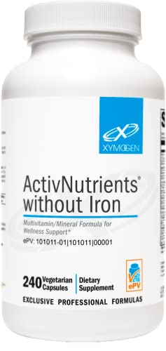 XYMOGEN ActivNutrients Without Iron - Multivitamin Multimineral for Wellness, Immune, Energy and Mood Support - Chelated Minerals + Active B Vitamins with Folate (240 Capsules)