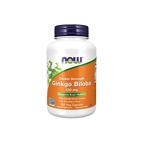 NOW Supplements, Ginkgo Biloba 120 mg, Double Strength, Non-GMO Project Verified, 200 Veg Capsules