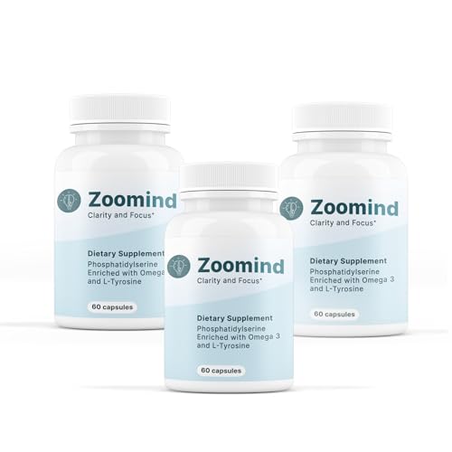 Zoomind Dietary Supplement. Promotes Clarity and Focus. Rich in Omega-3, Phosphatidylserine (PS), and L-Tyrosine. Supports Healthy Brain Function, 60 Capsules