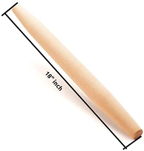 Mr. Woodware - French Wooden Rolling Pin 18″ x 1.55″ for Baking Pizza