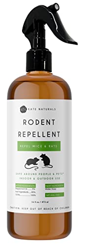 Rodent Repellent Spray with Peppermint Oil (16oz) by Kate Naturals. Formulated with Peppermint Oil to Repel Mice and Rats. Non-Toxic Peppermint Spray for Rodents, Raccoons, Ants Outdoor. Made in USA.
