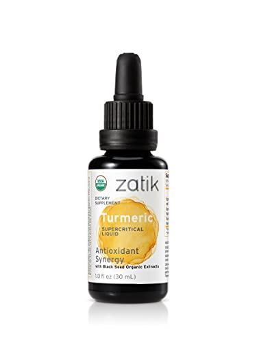 Zatik Naturals - Turmeric Supercritical Liquid Dietary Organic Supplement Antioxidant Synergy with Black Seed Organic CO2 extract (1.0 fl oz 30 ml) Cold Pressed Unrefined Oil Vegan Non-GMO Made in The