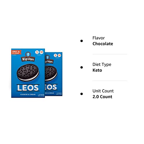 Rip Van LEOs - Cookies and Cream Sandwich Cookies - Keto Snack Cookies - Low Sugar & Low Carb Snack - Vegan Cookies - 32 Keto Cookies (2 Packs of 6.77oz)