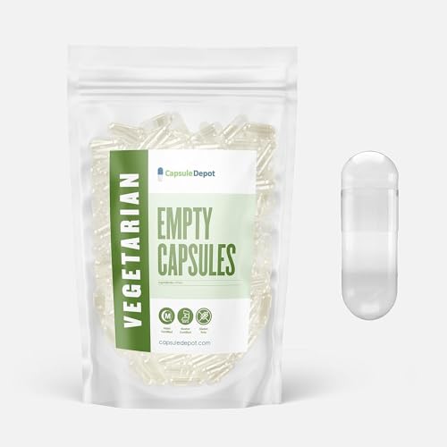 Capsule Depot - Clear Size 1 Empty Capsules - 500 Count Clear Empty Vegan Capsules - Vegetarian Empty Pill Capsules- DIY Vegetable Capsule Filling- Veggie Pill Capsules Empty Caps Pills