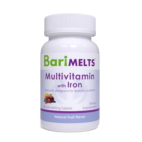 BariMelts Multivitamin with Iron - Fast Melting Bariatric for Post Gastric Bypass and Sleeve Gastrectomy Surgery Patients, Vitamins 60 Tablets