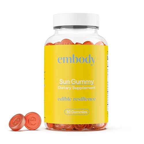 Embody Antioxidant Sun Gummy, Orange Pineapple Flavor, Fern Extract Supplement for Anti-Aging, Dark Spots, Healthy Skin - Promotes Collagen Production, Vitamin C, Selenium (60 Count, Orange Pineapple)