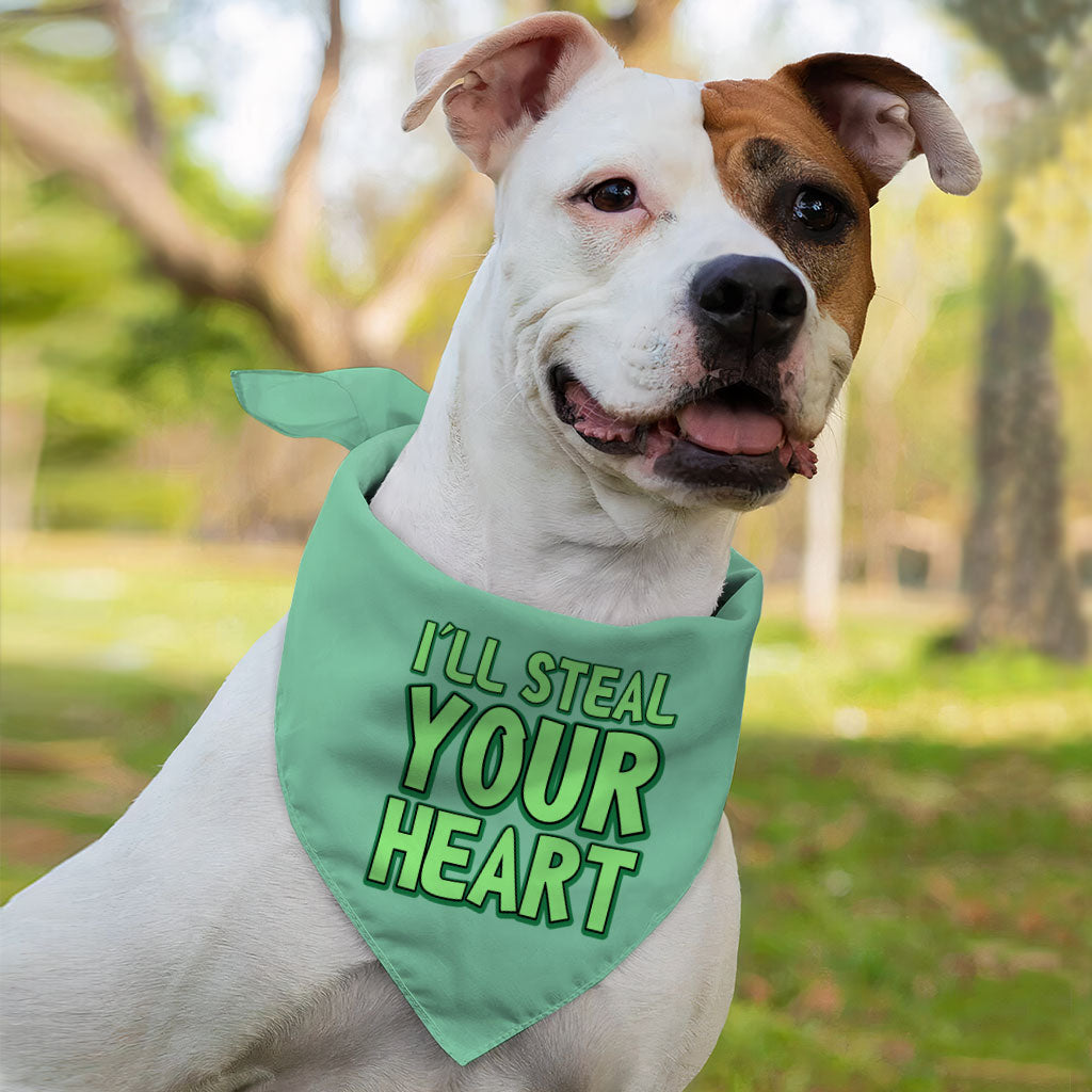 I'll Steal Your Heart Pet Bandana - Art Print Dog Bandana - Word Design Pet Scarf