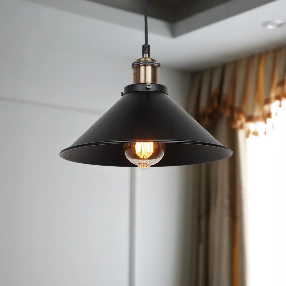 Vintage Industrial Pendant Light - Black Loft Hanging Chandelier for Kitchen, Dining & Living Spaces