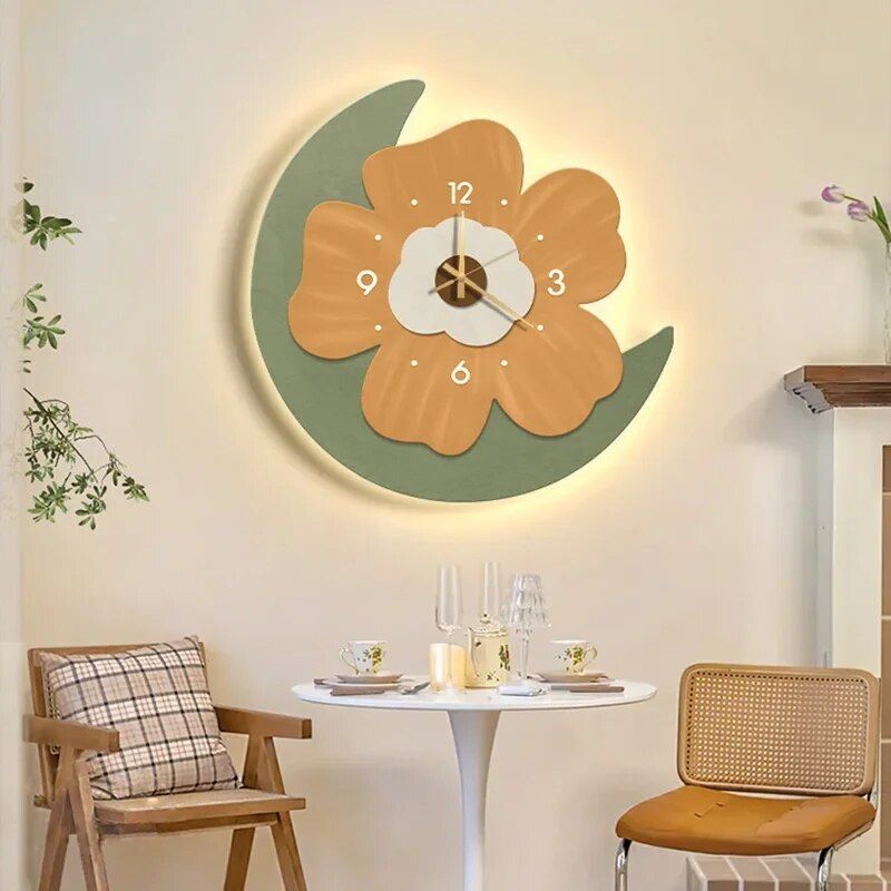 Modern Minimalist Crystal Porcelain Wall Clock with Decorative Lighting