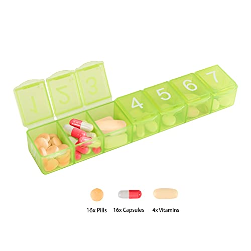 e-Pill 7 Times a Day x 7 Day Weekly Pill Organizer, Vitamin and Medicine Pillbox with Clear Case