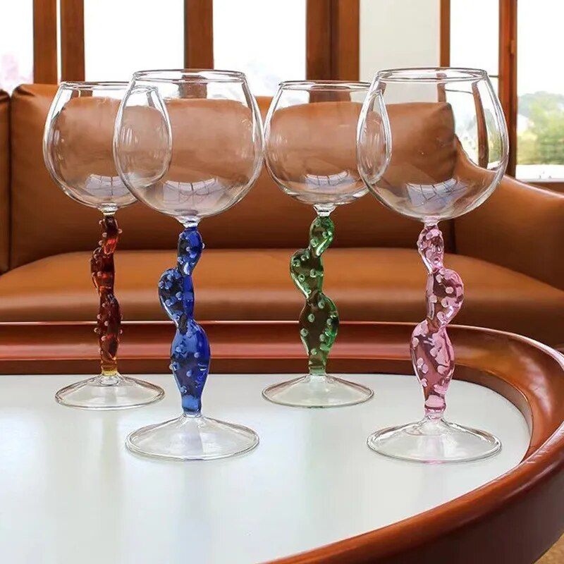 300ml Cactus-Shaped Crystal Cocktail Glass - Elegant Wine Goblet for Special Occasions