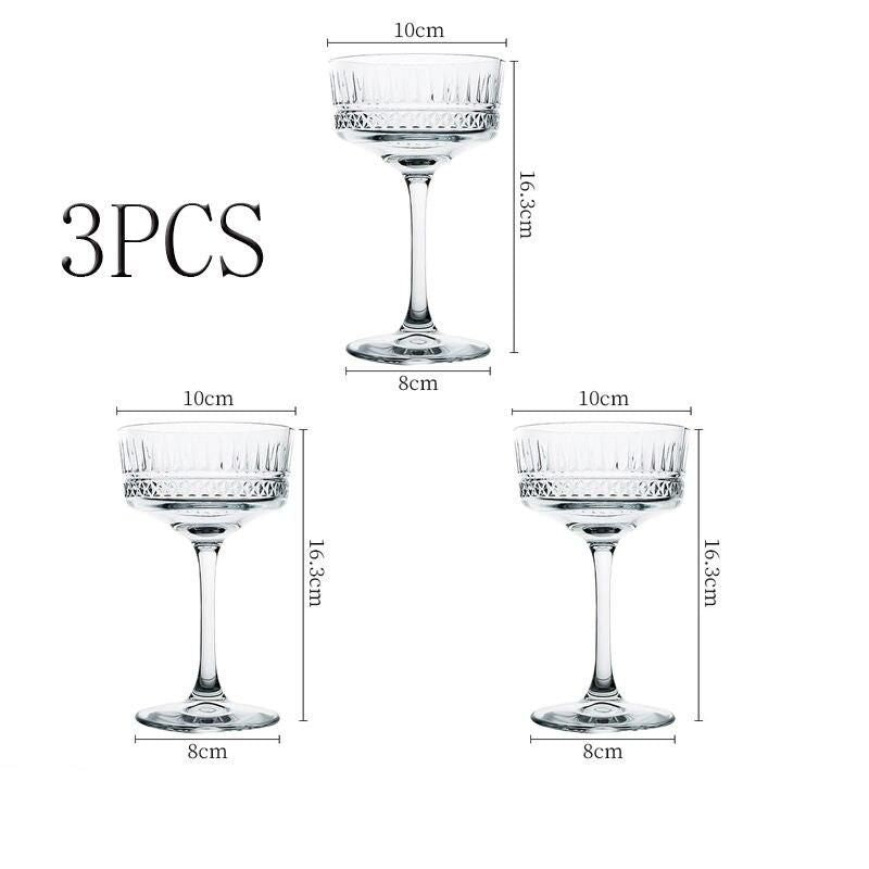 Elegant European-Style Cocktail Glass Set: Wide Mouth Champagne & Martini Glasses