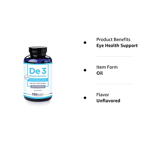 PRN De3 Dry Eye Omega 3 Fish Oil –Support for Eye Dryness - 2240mg EPA & DHA Supplement in Natural Triglyceride Formula – Improved Formula for Healthy Eye Care-3 Serving per Day, 3 Month Supply