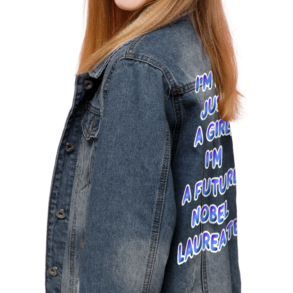 Cool Funny Kids' Denim Jacket - Quotes Jean Jacket - Trendy Denim Jacket for Kids