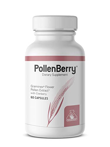 Graminex PollenBerry Dietary Supplement - G60 Concentrated Flower Pollen Extract, Cranberry Powder - Supports Skin, Urinary Tract, and Bladder Health - Natural Antioxidant, 60 Capsules