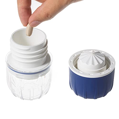 MAXGRIND Pill Crusher and Pill Grinder - Pill Crusher for Small or Large Pills and Vitamins to Fine Powder, Pill Pulverizer Grinder, Medicine Grinder with Medicine Cup, Pill Storage (Blue)