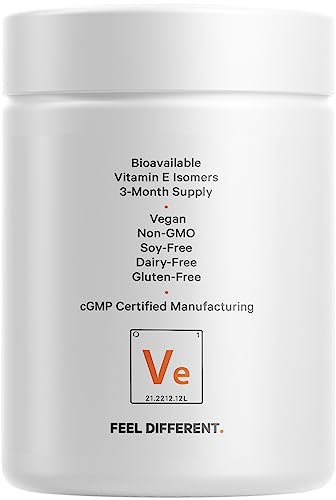 Codeage Liposomal Vitamin E Supplement, All Vitamin E Tocopherols - Alpha Tocopherol, Beta, Gamma, Delta - Liposomal for Bioavailability - Antioxidant Vitamin E Isomers - 3-Month Supply, 90 Capsules