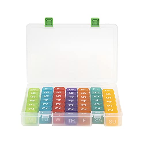 e-Pill 7 Times a Day x 7 Day Weekly Pill Organizer, Vitamin and Medicine Pillbox with Clear Case