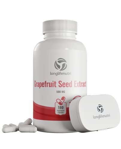 Grapefruit Seed Extract 500mg 180 Vegetarian Capsules | Made in USA | GSE Potent Immune Vitamin & Overall Health Supplement | Non GMO Gluten Free Pill