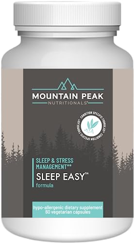 Mountain Peak Nutritionals Sleep Easy - Sleep Support Supplement Promoting A Relaxed & Calm Mood - 5-HTP, Amino Acids, Melatonin, & Magnesium - Hypoallergenic Dietary Supplement (60 Capsules)