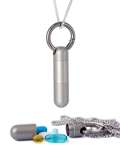 Piffny Titanium Torpedo Adjustable-Length Waterproof Keychain Pill Holder Medicine Fob for Travel and Everyday Assurance - Gunmetal - 1 Pack