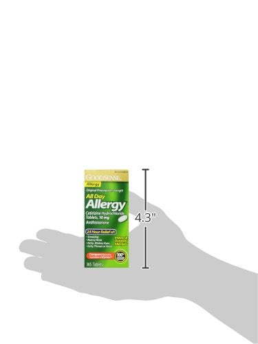 GoodSense All Day Allergy, Compare to Zyrtec, Cetirizine Hydrochloride Tablets, 10 mg, Antihistamine, 365 Count