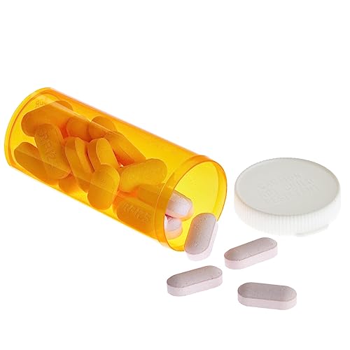 50 Pack Empty Pill Bottles with Caps for Prescription Medication, 8-Dram Plastic Medicine Containers (Orange)