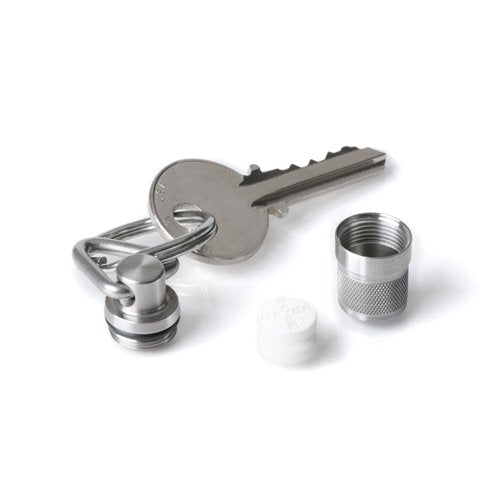 GUS Micro Pill Fob, Made in USA, Stainless Steel Keychain Pill Holder, Holds Two Emergency Aspirin, Ultra Compact Design