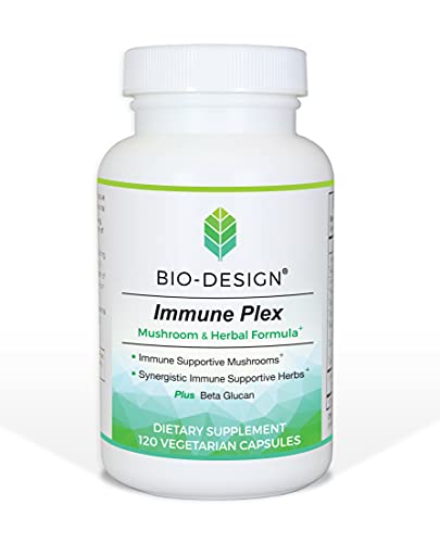 BIO-DESIGN Immune Plex Proprietary Blend Using Beta Glucan, Reishi and Shiitake Mushrooms and Other Herbal Supplements, Dietary Supplement for Daily Immune Health Support (120 Capsules)