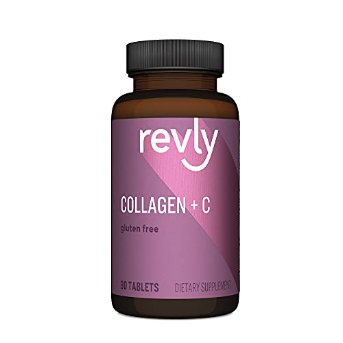 Amazon Brand - Revly Vitamin C, 2500 mg Collagen Peptides per Serving, 90 Tablets, 1 Month Supply