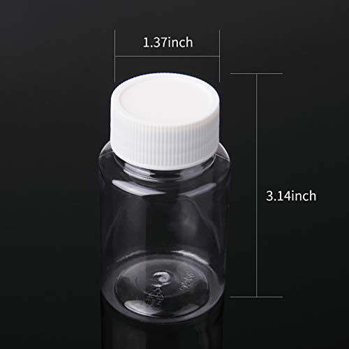 Lamoutor 18Pcs Clear Pill Bottle Plastic Medicine Bottle Empty Reagent Bottle Chemical Containers with Caps for Liquid Solid Powder Medicine 80ML