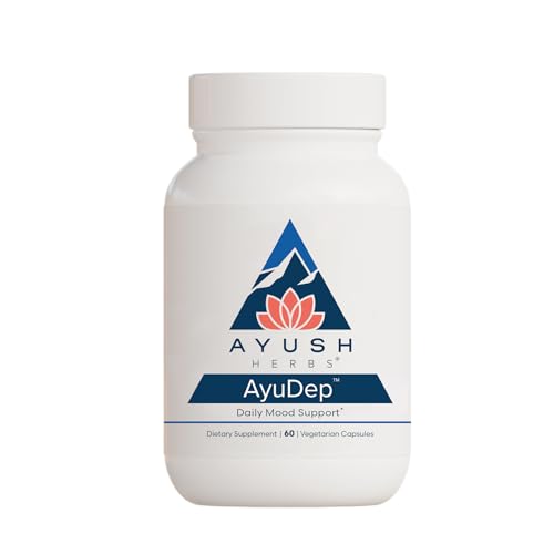 Ayush Herbs Ayu-Dep, Ayurvedic Capsules for Stress and Cognitive Support, All-Natural Mood-Booster Supplements for Men and Women, 60 Capsules