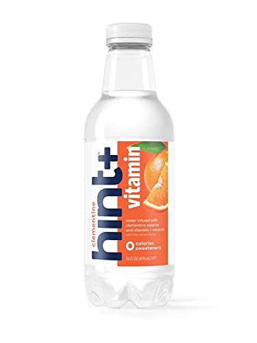 Hint+ Vitamin Clementine, 16 Fl Oz (Pack of 12), Water Infused with Clementine Plus a Vitamin Boost, 50% Daily Value Vitamin C, Vitamin A, B12, Zinc, Zero Sugar, Zero Calories, Zero Diet Sweeteners