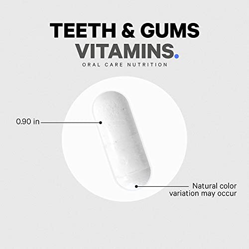 Codeage Teeth & Gums Vitamins + Oral Probiotics Supplement for Mouth - Whole Food Calcium, Collagen, Potassium, Vitamin C, D3, K2, Zinc – Oral Care & Dental Multivitamin Supplements - 90 Capsules