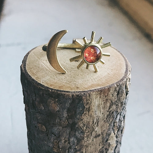 Sun and Moon Sculptural Statement Ring